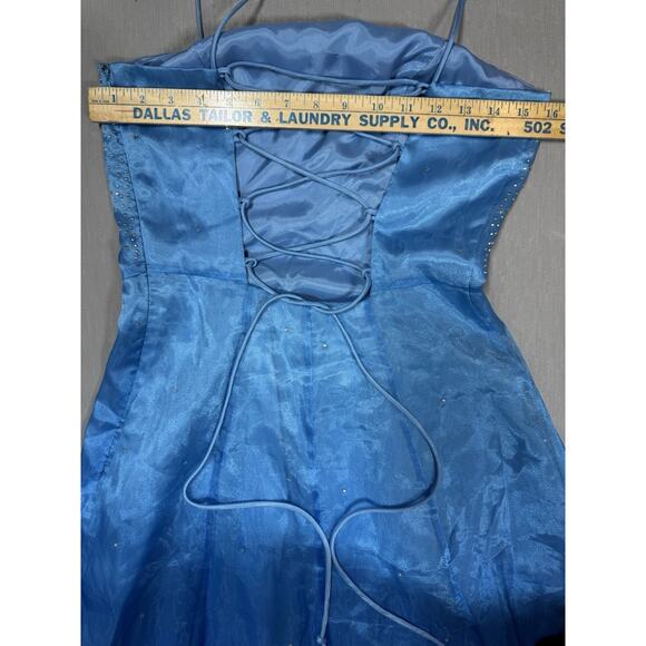 VTG Y2K Jump Apparel Dress Blue Ombre Fairy Princess Hoco Prom Sparkle Floral S - Picture 12 of 13